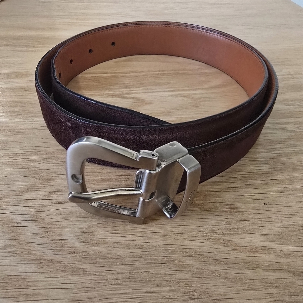 Salvatore Ferragamos Made in Italy Brown Suede Leather Belt